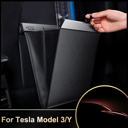 Bolsa de basura portátil para asiento trasero de coche, cubo de basura automático a prueba de fugas, bolsa de almacenamiento de estilo plegable para Tesla modelo 3 Y X S Interior